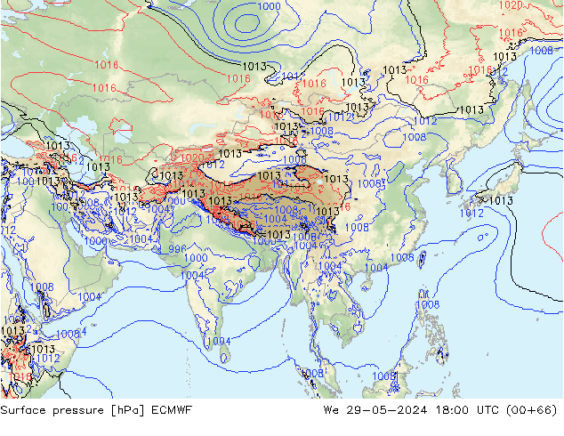 Bodendruck ECMWF Mi 29.05.2024 18 UTC