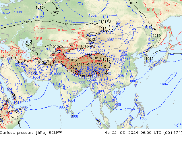 Atmosférický tlak ECMWF Po 03.06.2024 06 UTC