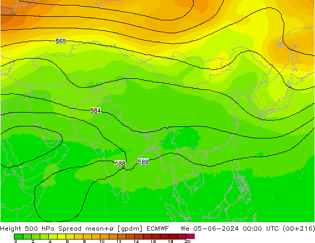 Height 500 hPa Spread ECMWF We 05.06.2024 00 UTC