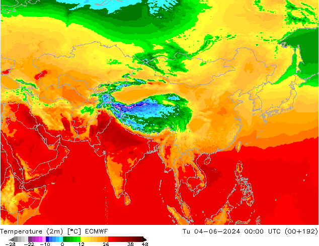 Temperatura (2m) ECMWF mar 04.06.2024 00 UTC