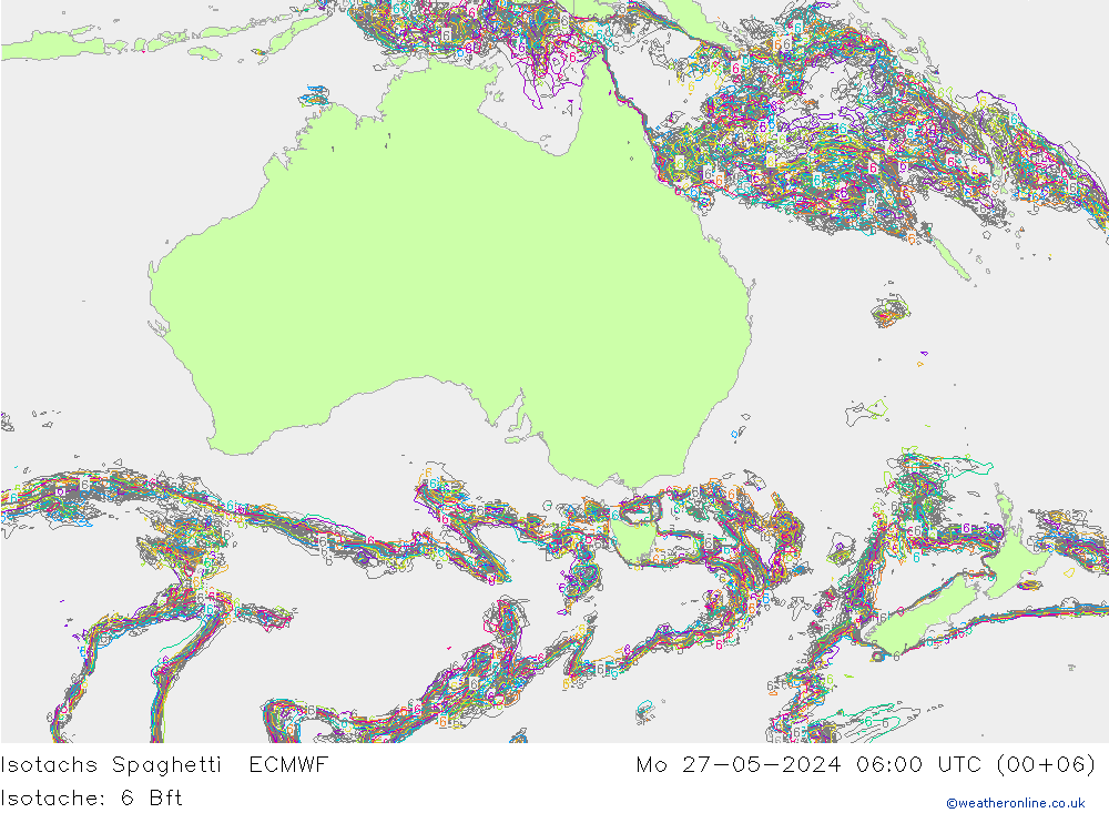 Isotachs Spaghetti ECMWF Seg 27.05.2024 06 UTC