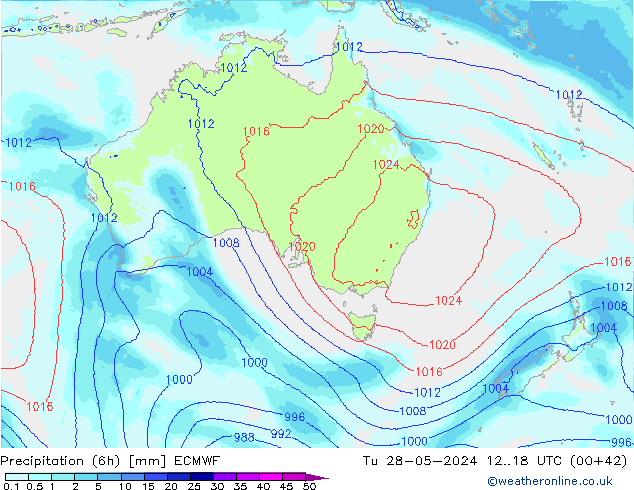 Nied. akkumuliert (6Std) ECMWF Di 28.05.2024 18 UTC