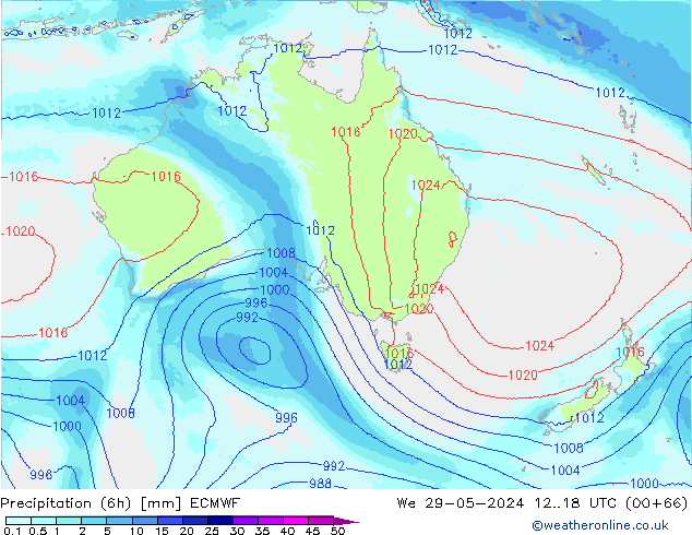 Précipitation (6h) ECMWF mer 29.05.2024 18 UTC