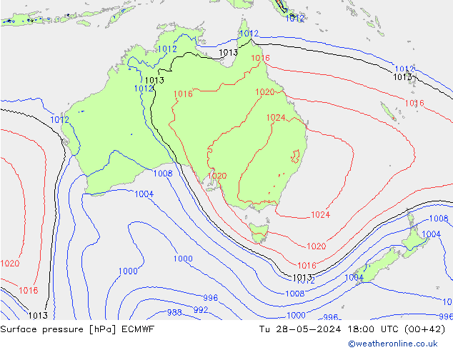 Bodendruck ECMWF Di 28.05.2024 18 UTC