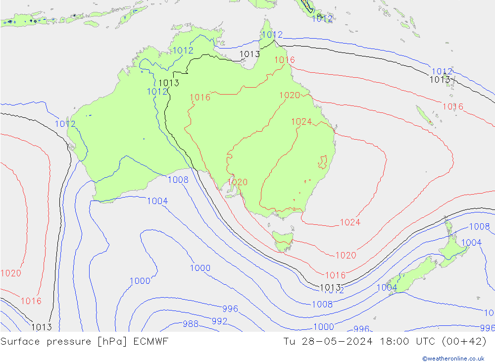 Bodendruck ECMWF Di 28.05.2024 18 UTC