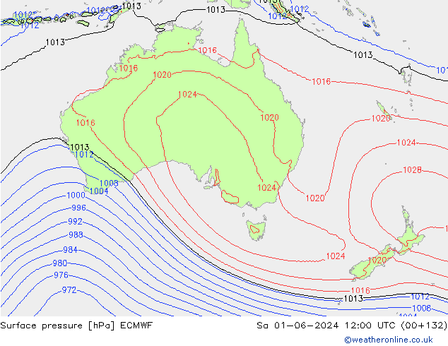 Bodendruck ECMWF Sa 01.06.2024 12 UTC