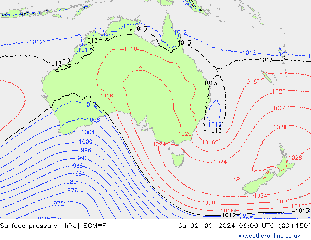 приземное давление ECMWF Вс 02.06.2024 06 UTC