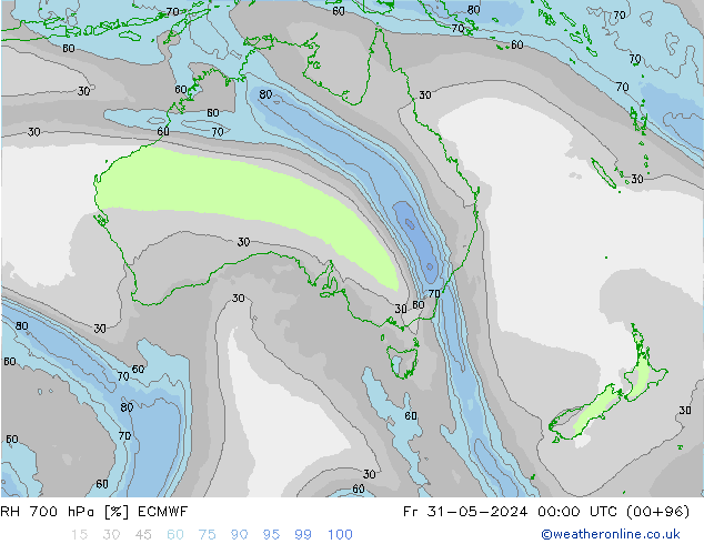 RH 700 hPa ECMWF Fr 31.05.2024 00 UTC