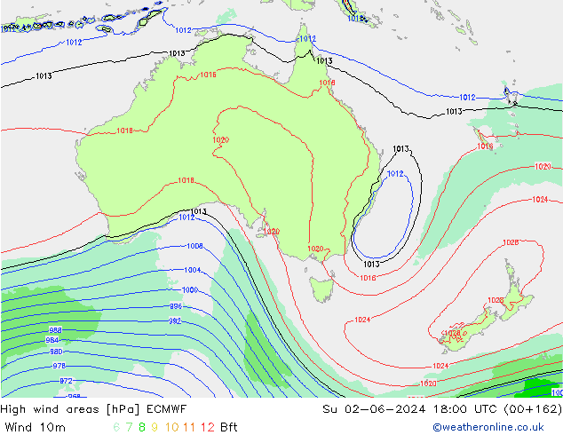 High wind areas ECMWF Su 02.06.2024 18 UTC