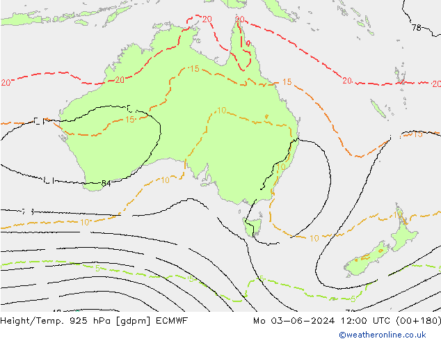 Height/Temp. 925 hPa ECMWF  03.06.2024 12 UTC