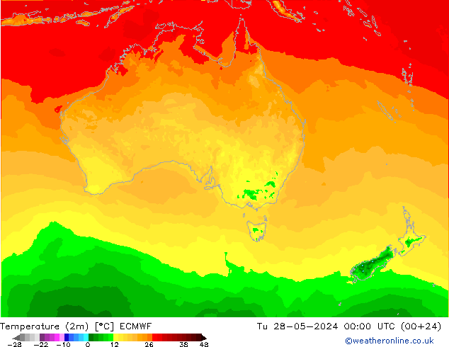 Temperature (2m) ECMWF Tu 28.05.2024 00 UTC