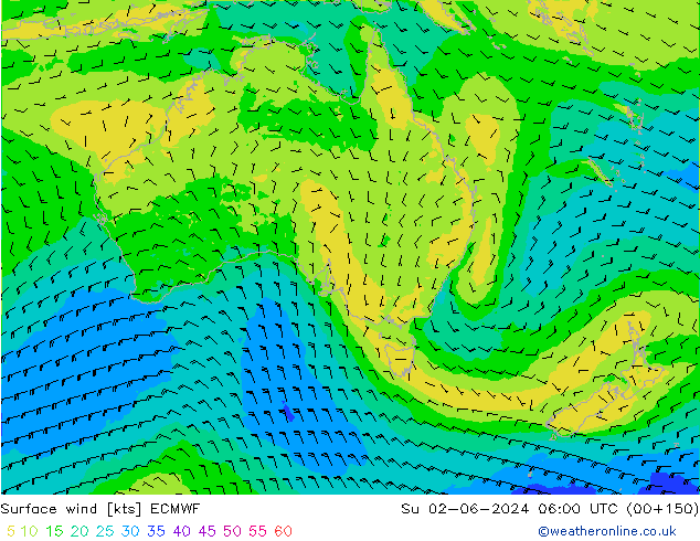 Vent 10 m ECMWF dim 02.06.2024 06 UTC