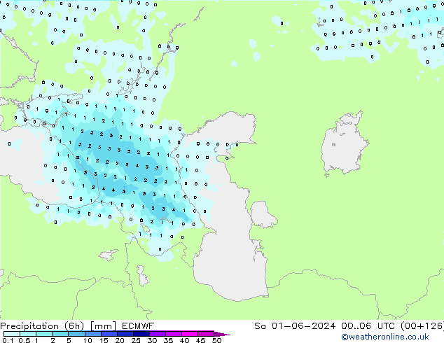 Précipitation (6h) ECMWF sam 01.06.2024 06 UTC