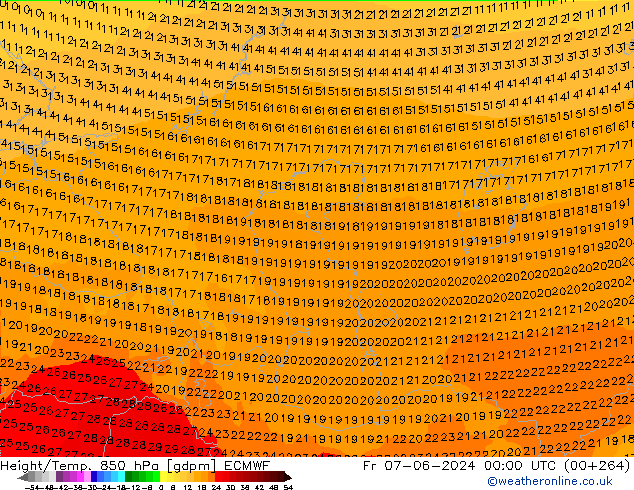 Height/Temp. 850 hPa ECMWF Fr 07.06.2024 00 UTC