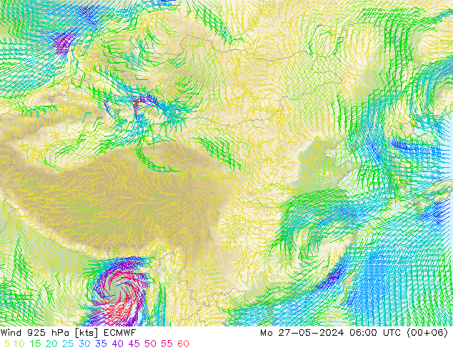 Wind 925 hPa ECMWF Mo 27.05.2024 06 UTC