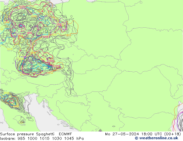 Surface pressure Spaghetti ECMWF Mo 27.05.2024 18 UTC