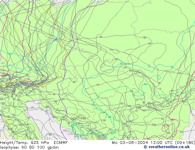 Yükseklik/Sıc. 925 hPa ECMWF Pzt 03.06.2024 12 UTC