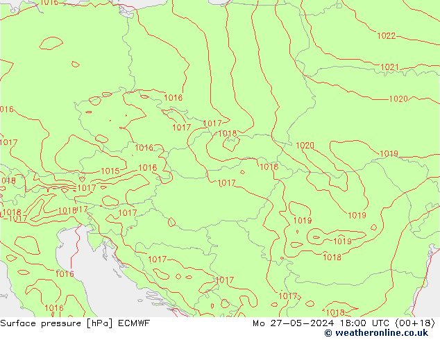 ciśnienie ECMWF pon. 27.05.2024 18 UTC