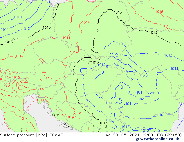 Surface pressure ECMWF We 29.05.2024 12 UTC