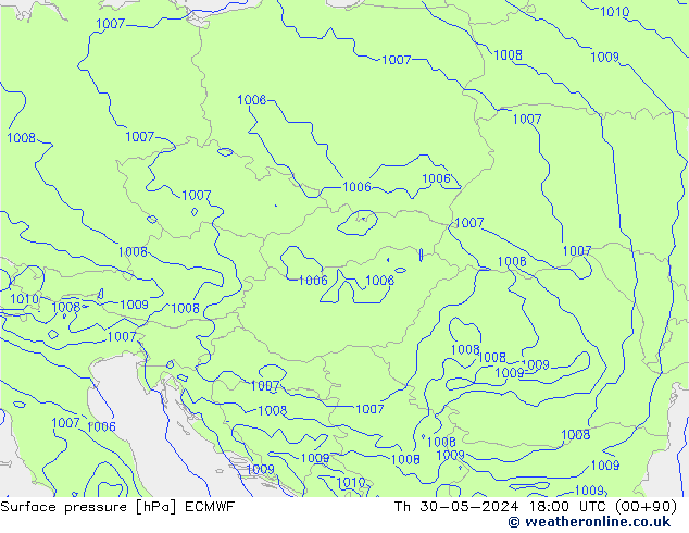 Presión superficial ECMWF jue 30.05.2024 18 UTC