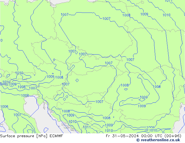 Surface pressure ECMWF Fr 31.05.2024 00 UTC