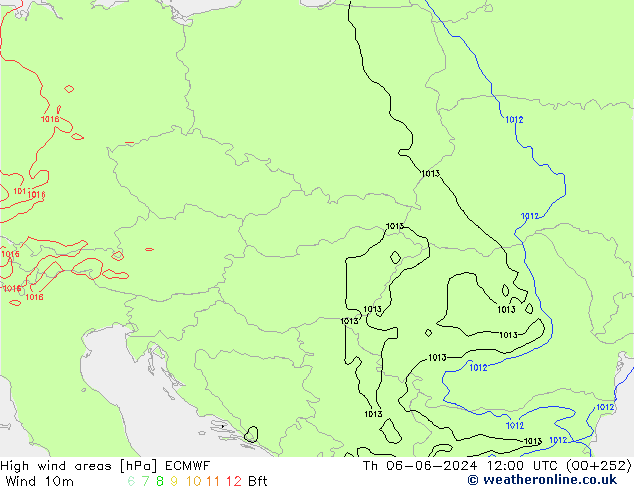 High wind areas ECMWF jeu 06.06.2024 12 UTC