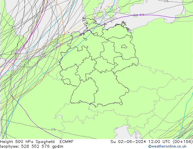 Géop. 500 hPa Spaghetti ECMWF dim 02.06.2024 12 UTC