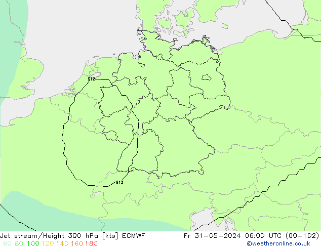 Jet stream/Height 300 hPa ECMWF Fr 31.05.2024 06 UTC
