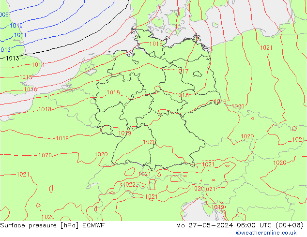 Surface pressure ECMWF Mo 27.05.2024 06 UTC