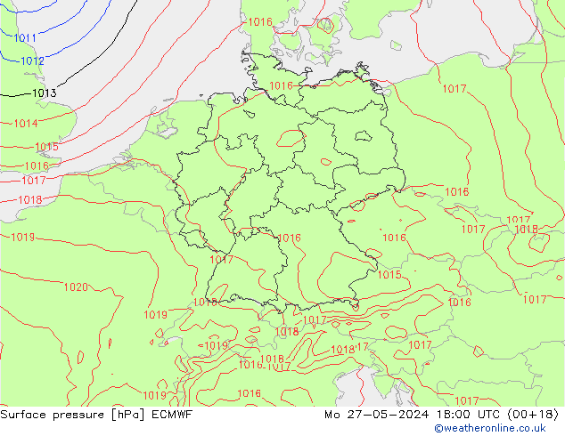 Bodendruck ECMWF Mo 27.05.2024 18 UTC