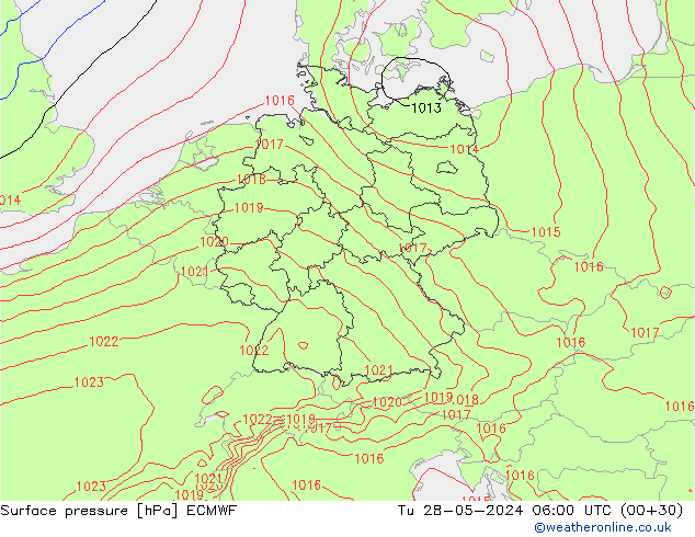 Presión superficial ECMWF mar 28.05.2024 06 UTC