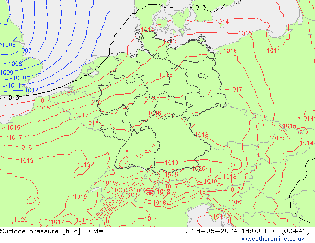 ciśnienie ECMWF wto. 28.05.2024 18 UTC