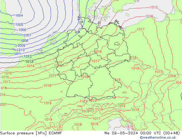 Surface pressure ECMWF We 29.05.2024 00 UTC