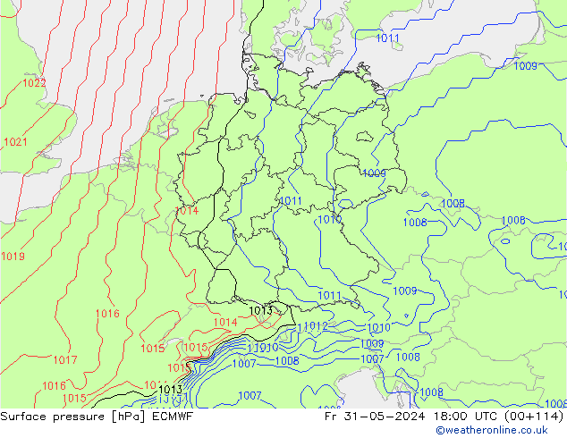 Yer basıncı ECMWF Cu 31.05.2024 18 UTC