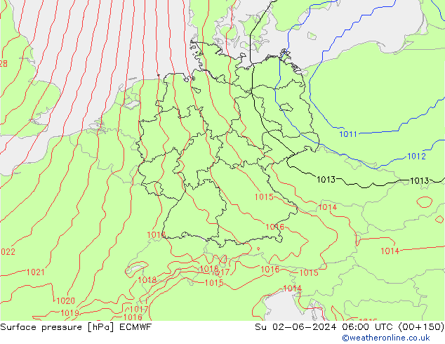 pression de l'air ECMWF dim 02.06.2024 06 UTC