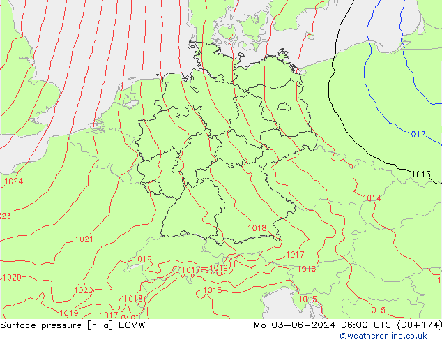 pression de l'air ECMWF lun 03.06.2024 06 UTC