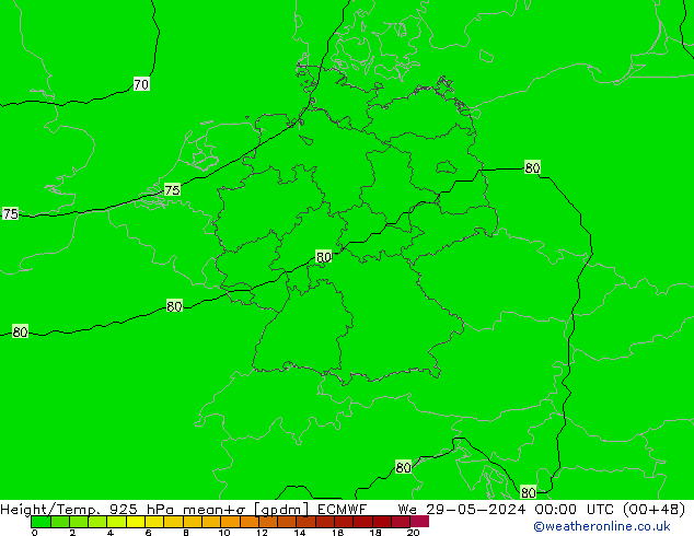 Yükseklik/Sıc. 925 hPa ECMWF Çar 29.05.2024 00 UTC