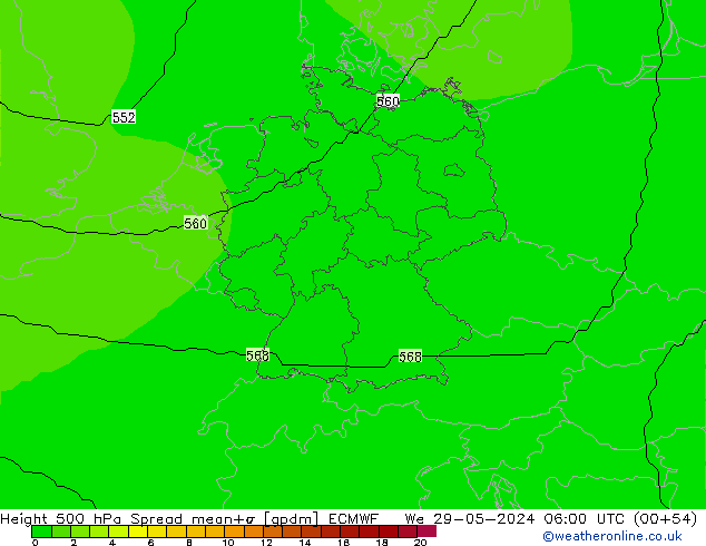 Height 500 hPa Spread ECMWF We 29.05.2024 06 UTC