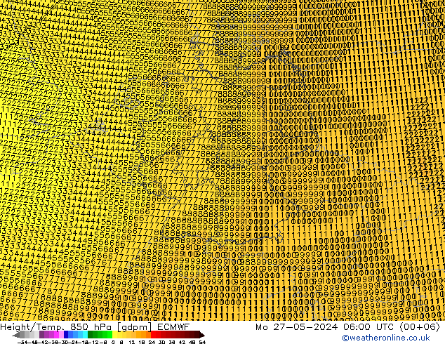 Geop./Temp. 850 hPa ECMWF lun 27.05.2024 06 UTC