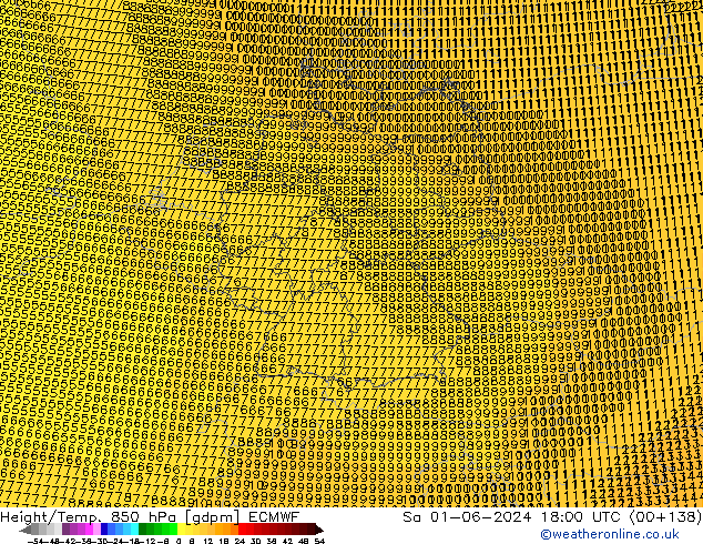 Height/Temp. 850 hPa ECMWF sab 01.06.2024 18 UTC