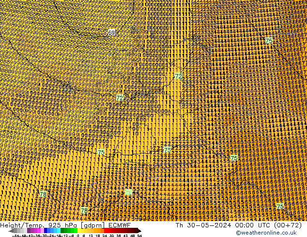 Géop./Temp. 925 hPa ECMWF jeu 30.05.2024 00 UTC