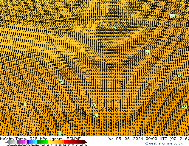 Height/Temp. 925 гПа ECMWF ср 05.06.2024 00 UTC