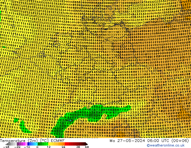 Temperaturkarte (2m) ECMWF Mo 27.05.2024 06 UTC