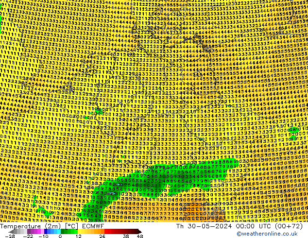 Temperatura (2m) ECMWF jue 30.05.2024 00 UTC