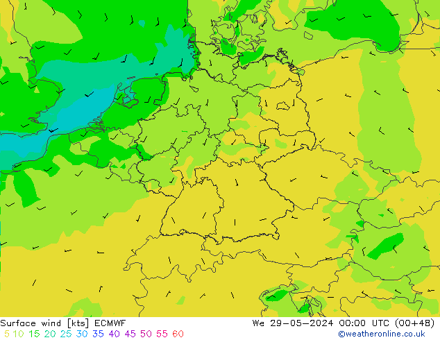 Bodenwind ECMWF Mi 29.05.2024 00 UTC