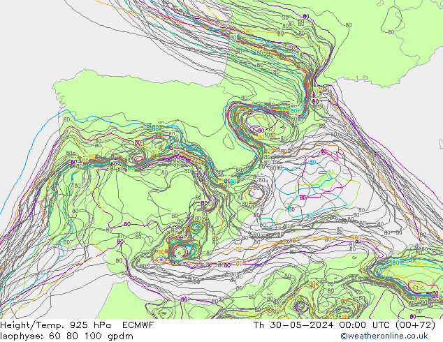 Height/Temp. 925 hPa ECMWF czw. 30.05.2024 00 UTC