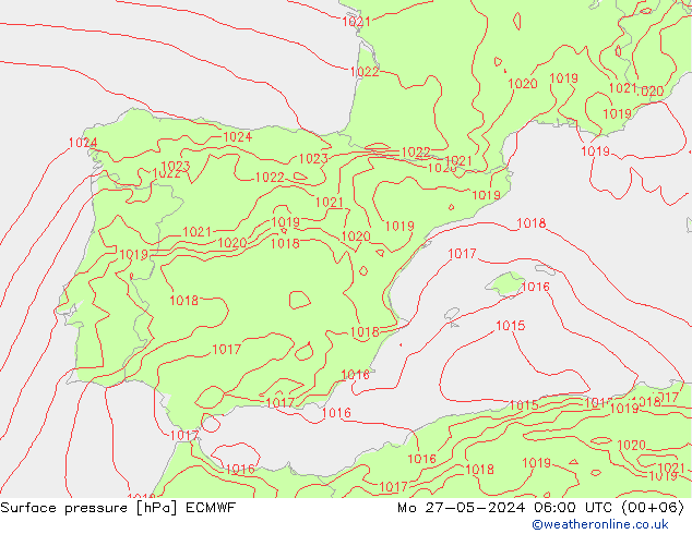 приземное давление ECMWF пн 27.05.2024 06 UTC