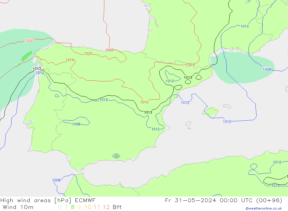 Windvelden ECMWF vr 31.05.2024 00 UTC