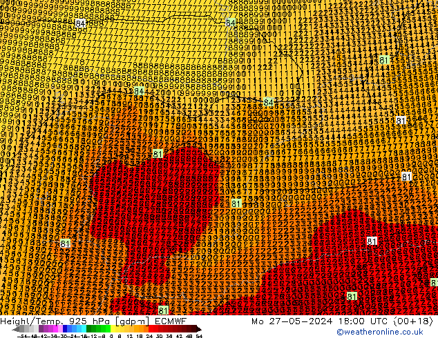 Height/Temp. 925 hPa ECMWF Po 27.05.2024 18 UTC