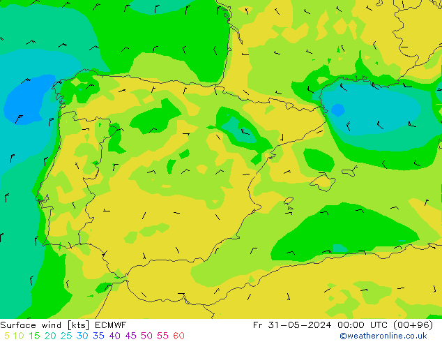 Bodenwind ECMWF Fr 31.05.2024 00 UTC